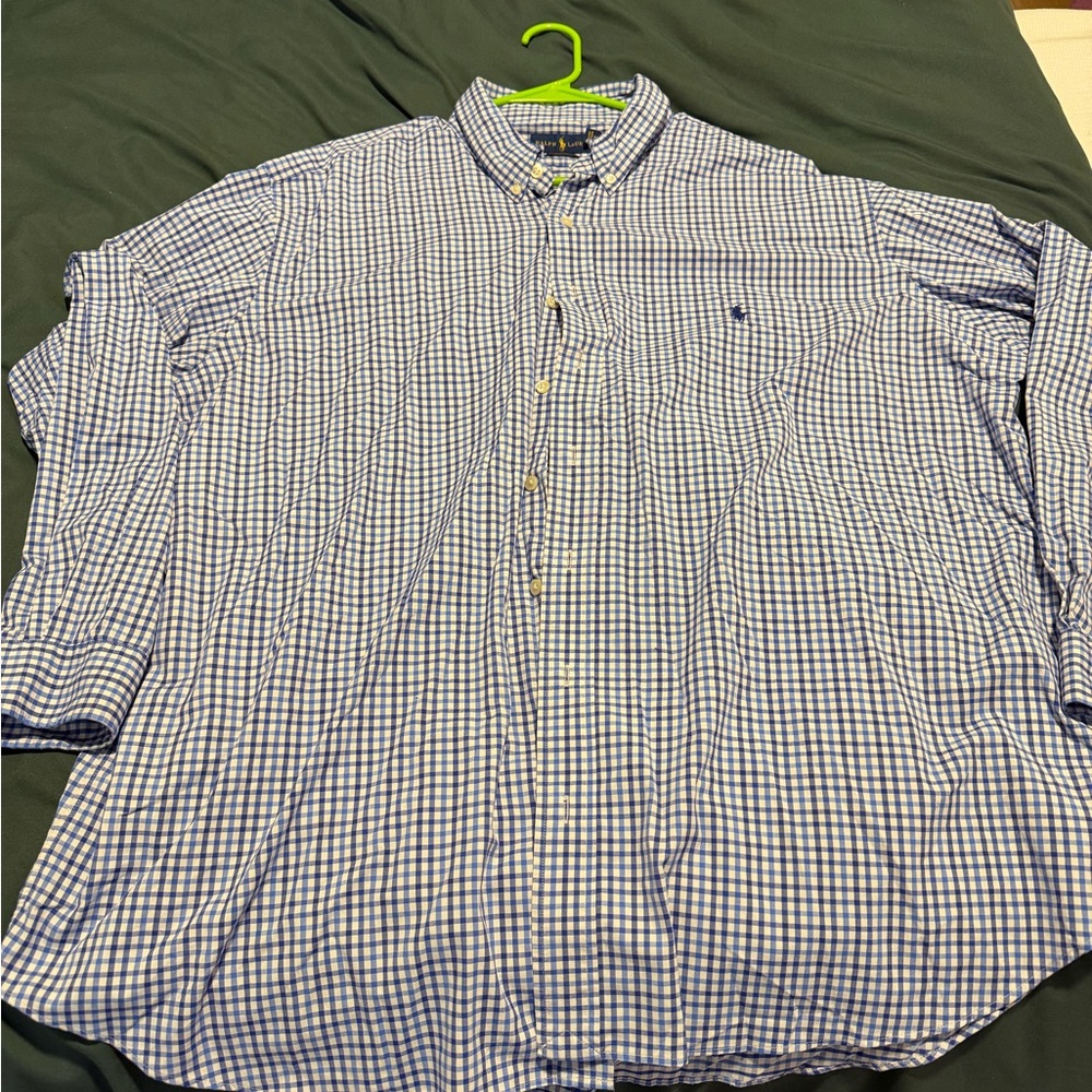 Ralph Lauren Blue and White Checkered Shirt